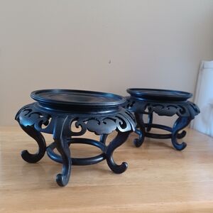 Vtg Chinese Carved Huanghuali Wood Display Stand/ Candle/ Plant Stand.